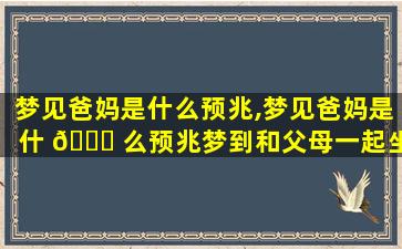 梦见爸妈是什么预兆,梦见爸妈是什 🐕 么预兆梦到和父母一起坐车去哪里